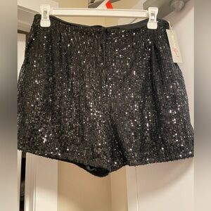 Bloomingdale's Black Sequin High-Waist Women's Shorts